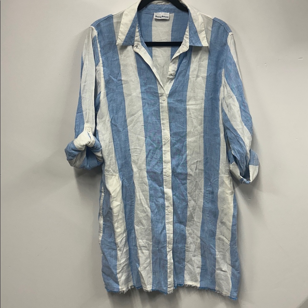 Tommy Bahama Blue and White Striped Shirt - Picture 4 of 8